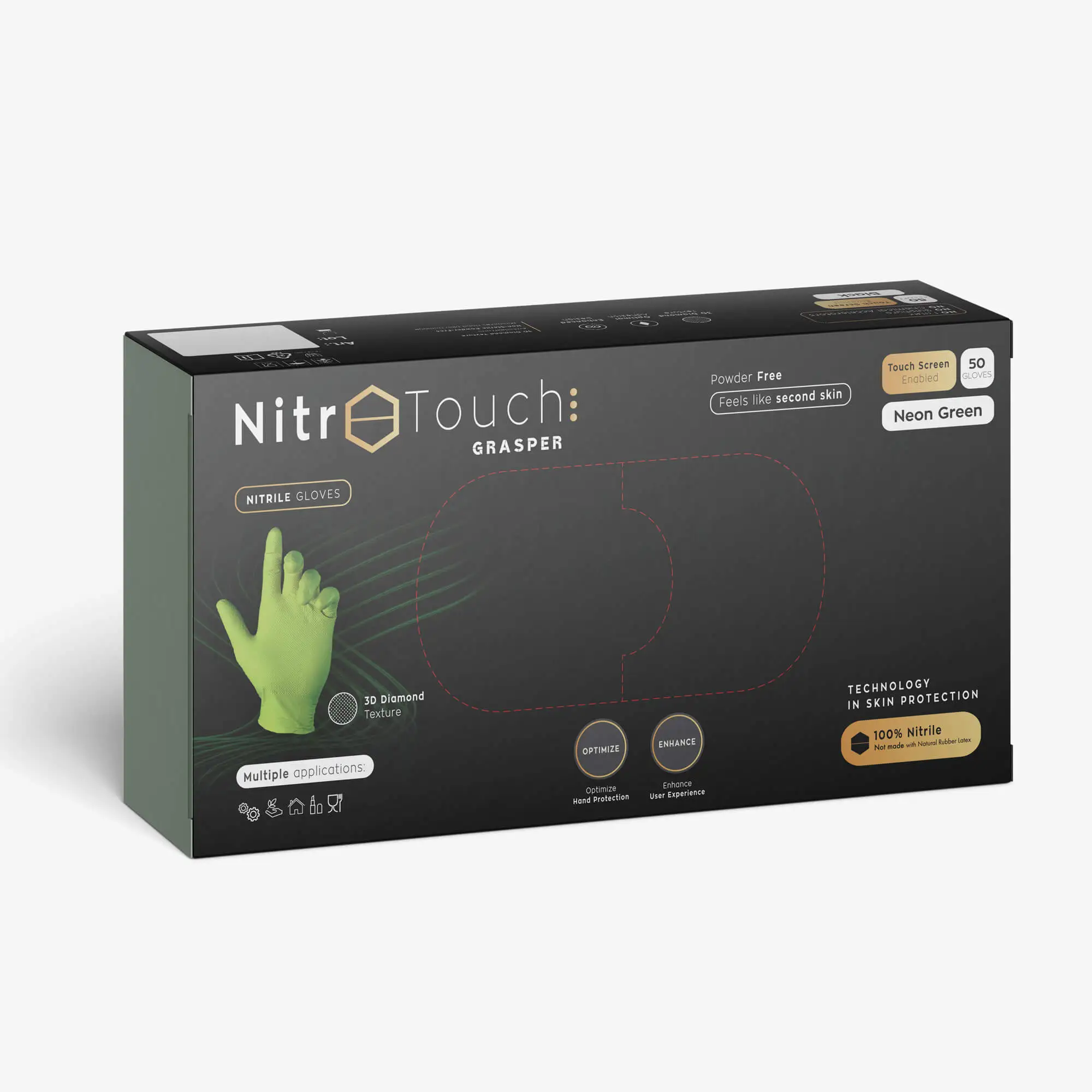Mănuși Nitril Nitro Touch Grasper - Verde Neon - imagine 4