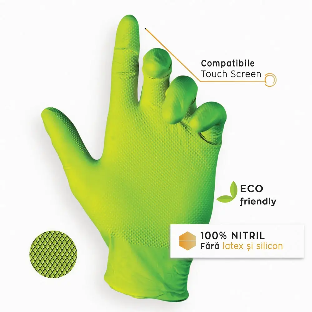 Mănuși Nitril Nitro Touch Grasper - Verde Neon - imagine 3