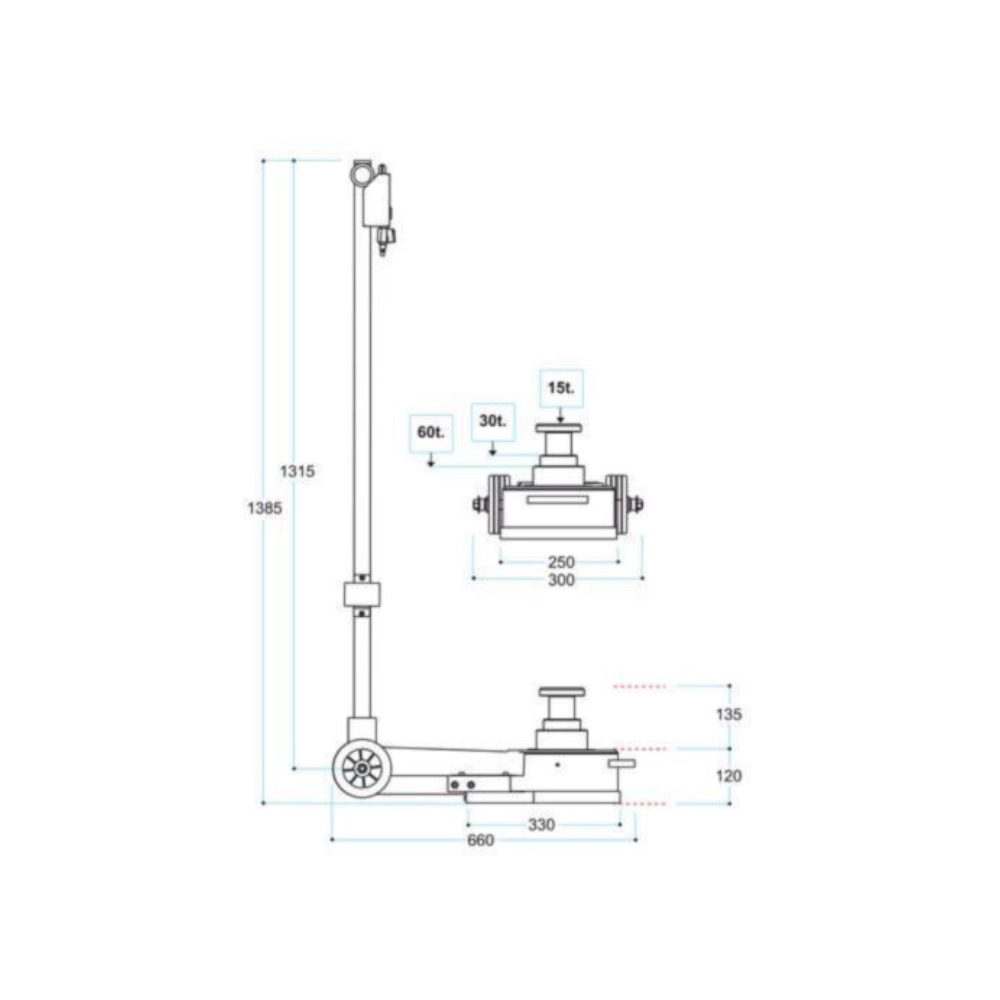 Cric pneumatic hidraulic Cattini YAK 312 60/30/15 t - imagine 3