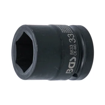 Cheie tubulară impact 33 mm – hexagon scurtă, 6 colțuri