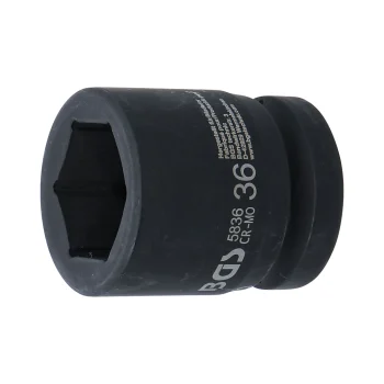 Cheie tubulară impact 36 mm – hexagon scurtă, 6 colțuri