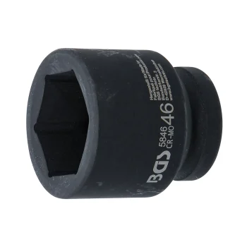 Cheie tubulară impact 46 mm – hexagon scurtă, 6 colțuri